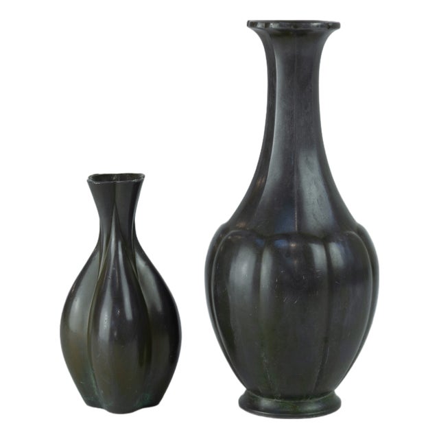 Danish Art Deco Vases by Just Andersen, 1940s, Set of 2 For Sale