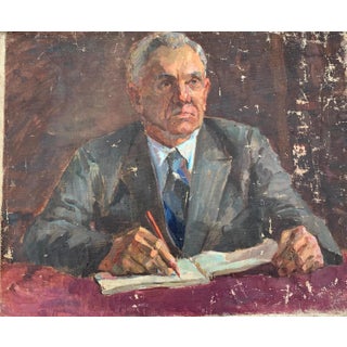 1970s Portrait Man Oil Painting Original Soviet Art Ukrainian Artist Sokolovsky G. 49-59 1970s For Sale