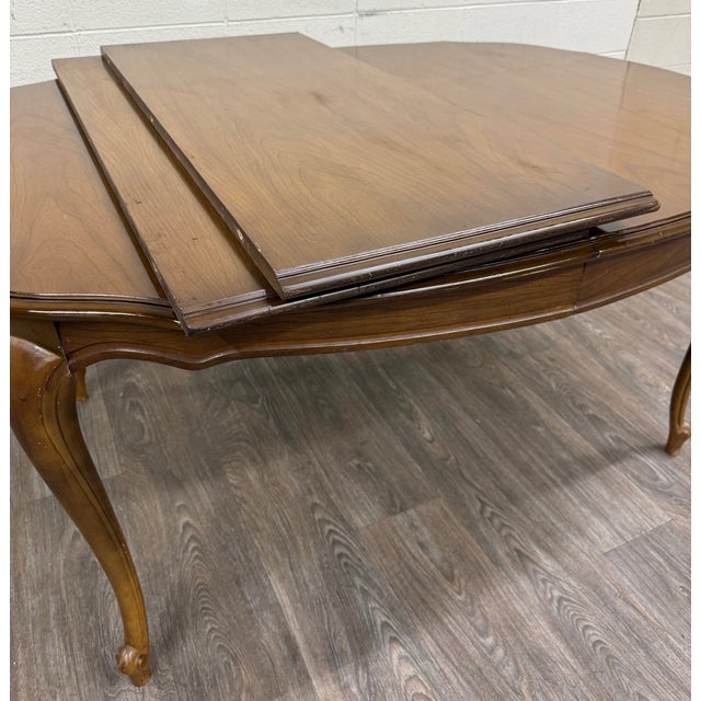 French Provincial Vintage French Provincial Style Dining Table With Extension Two Leaves For Sale - Image 3 of 16