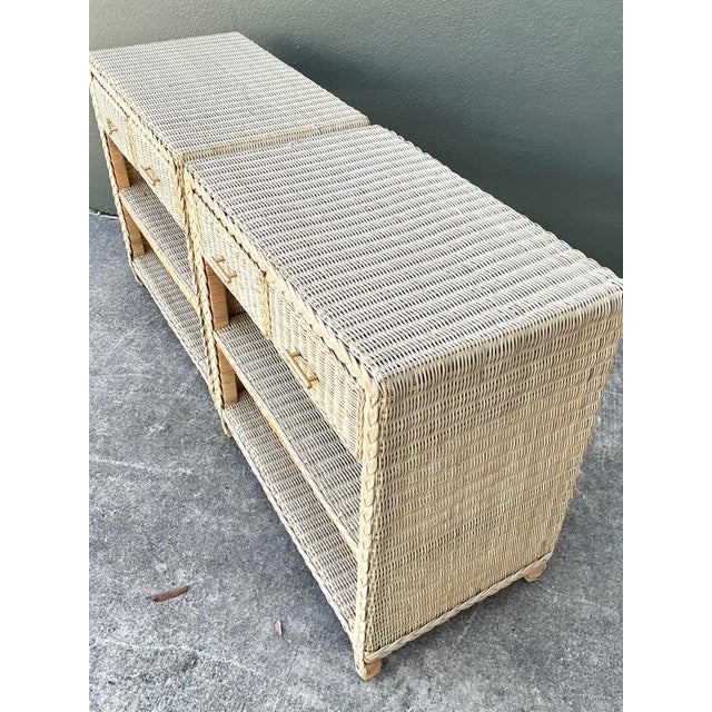 Vintage Braided Rattan Side Tables - A Pair For Sale In West Palm - Image 6 of 12
