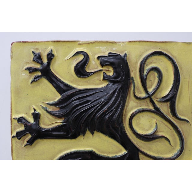 Ceramic Wall Plaque with Flemish Lion by Vandeweghe for Amphora, Belgium, 1950s For Sale - Image 7 of 10