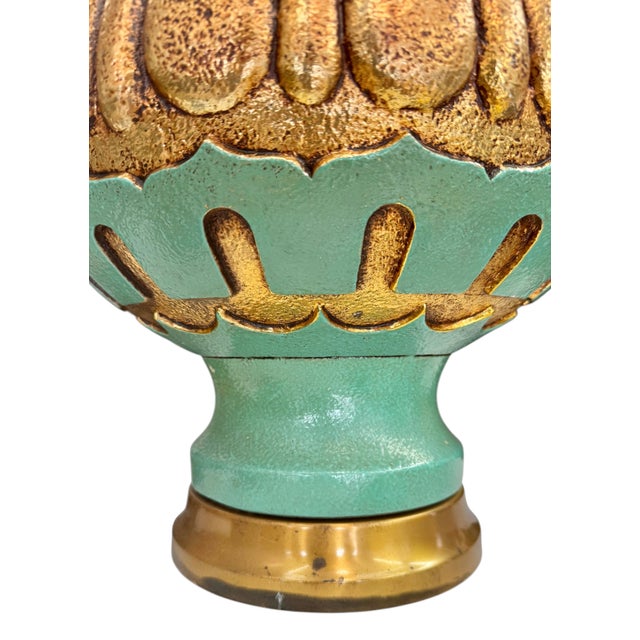 1960s Table Lamps in Turquoise and Gilt by Fortune Lamp Company - A Pair For Sale In Atlanta - Image 6 of 8