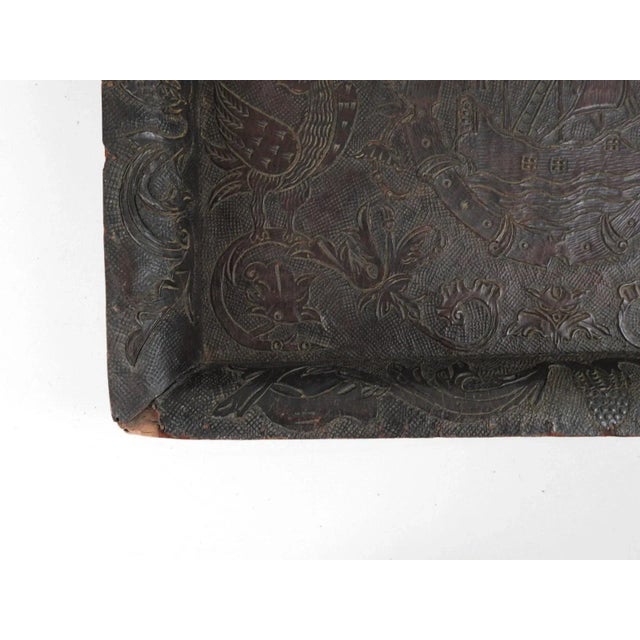 Antique 19th Century Hand Tooled Leather and Wood Tray For Sale - Image 10 of 13