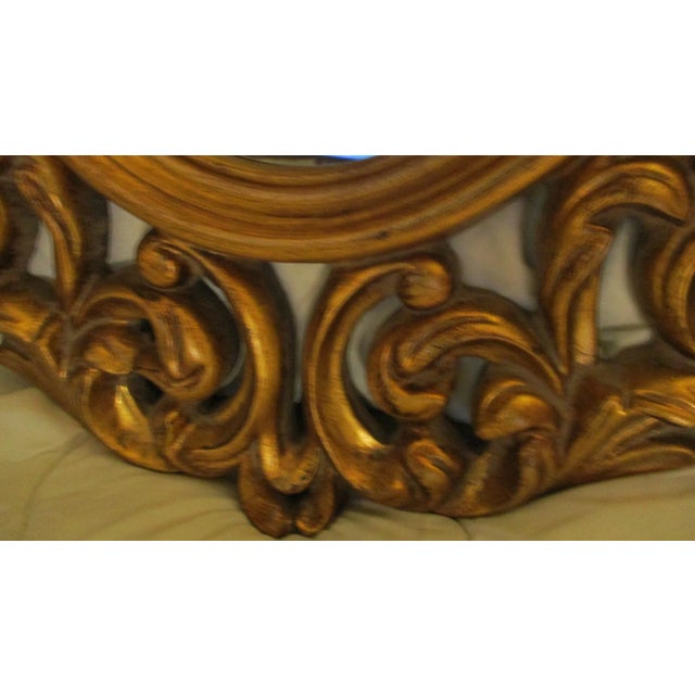Glass Carved Oval Gold Frame Mirror For Sale - Image 7 of 10