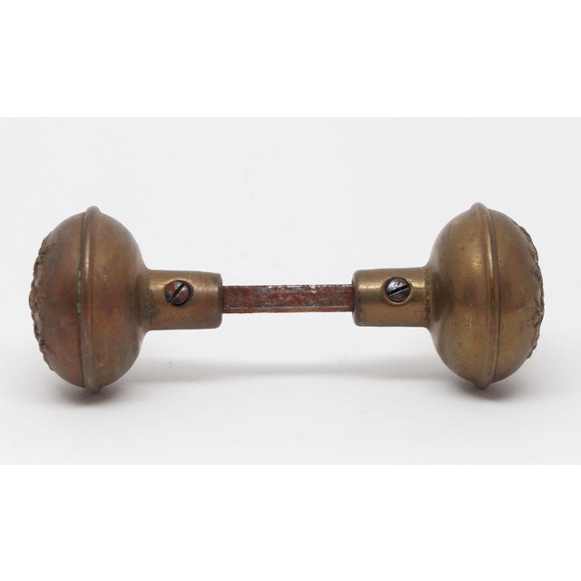 Traditional Antique Norwalk Brass Floral Door Knobs For Sale - Image 3 of 4