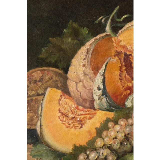 French School Artist, Still Life with Melon & Peaches, Oil Painting on Canvas, Early 20th Century, Framed For Sale - Image 5 of 9