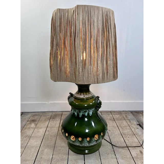Vintage Shaded Green Ceramic Lamp, 1960s For Sale - Image 9 of 10