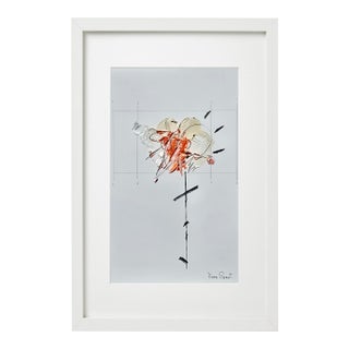 Framed Organic Modern Botanical Painting, Herbarium Wall Art, Minimalist Flower Study / Earth Tones For Sale