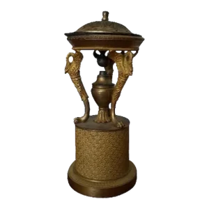 Antique Early 19th Century French Empire Urn Form Gilt Bronze Brule Parfum or Incense Burner With Zoomorphic Swan Supports