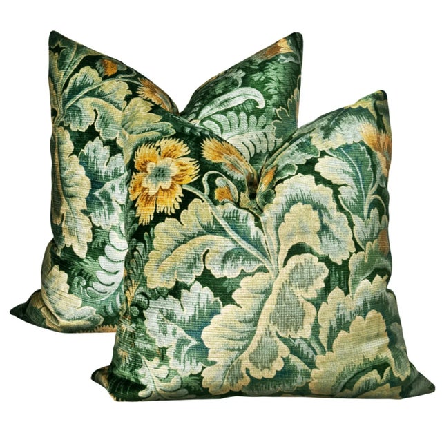 Not Yet Made - Made To Order Chelsea Velvet Emerald and Saffron Pillow For Sale - Image 5 of 6
