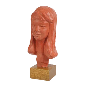 Terracotta Bust of a Girl by Paul Serste, 1950s