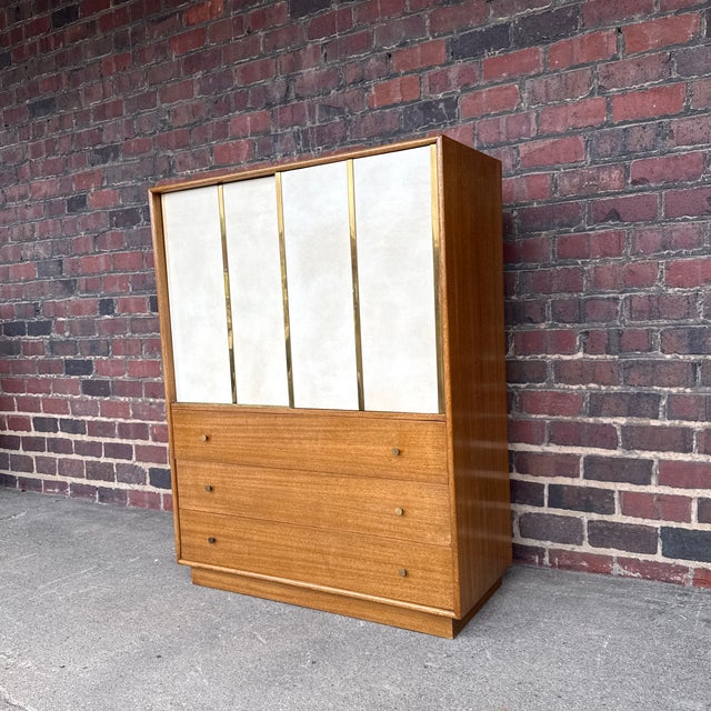 Mid-Century Modern Harvey Probber Mid-Century Modern Tall Chest Crafted in Mahogany Leather and Brass-Accented For Sale - Image 3 of 12