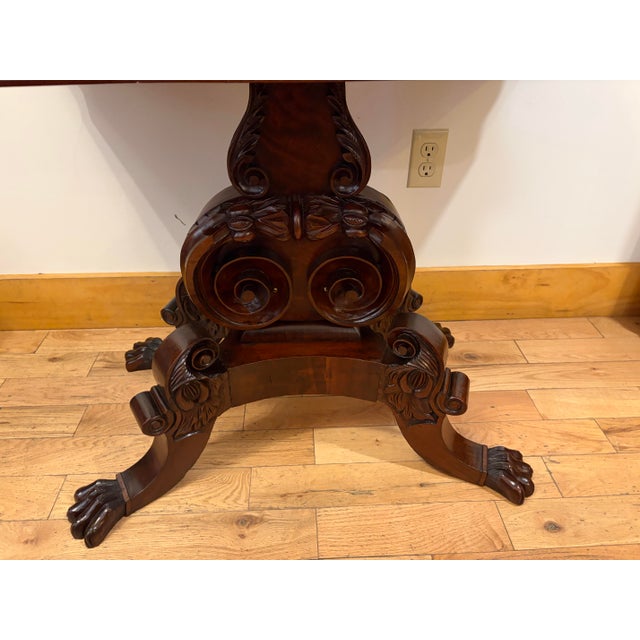 Mid 19th Century Mid 19th Century Hand Carved Mahogany Empire Dragon Claw Foot Game Table For Sale - Image 5 of 12