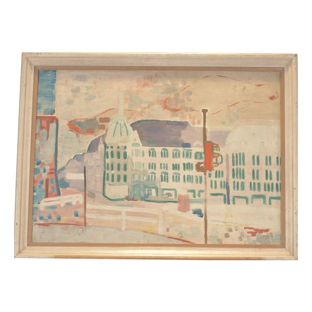 Oil Painting, Cityscape: Spandau, 1960s For Sale - Image 7 of 7