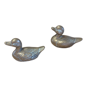 Vintage Pair of Small Brass Ducklings - 2