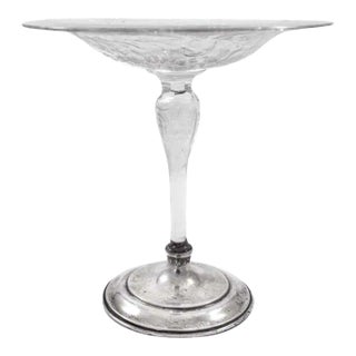Sterling and Crystal Compote For Sale