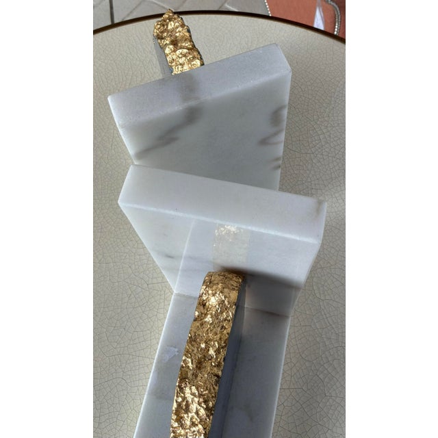 Modern Modern Sliced Agate and Marble Aysha Bookends Set of 2 For Sale - Image 3 of 4