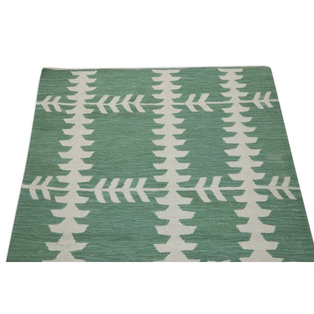 Early 21st Century Green Handmade Kilim Rug 2'10" X 4'9" For Sale - Image 4 of 5