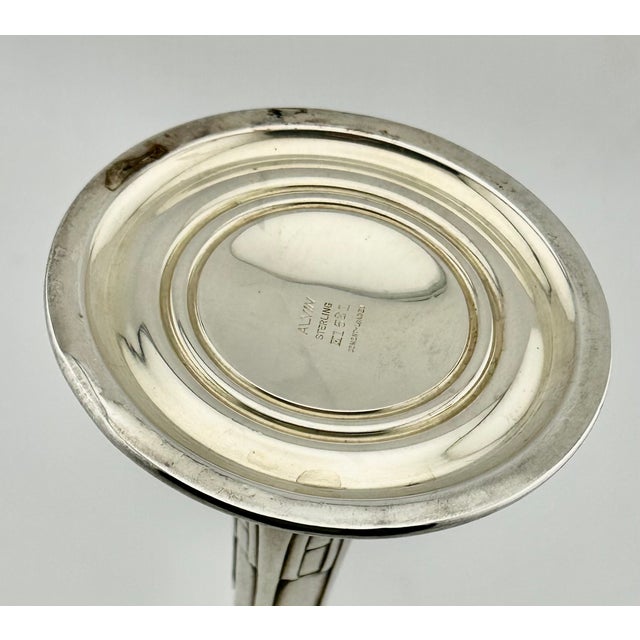 Fine Quality Vintage Mid 1900s Retro Art Deco Sterling Silver Candlesticks by Alvin Silver Company - Matching Pair For Sale - Image 10 of 18