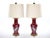 Ceramic Pair of Mid-20th Century Burgundy Red Porcelain Chinoiserie Heron Table Lamps For Sale - Image 7 of 12