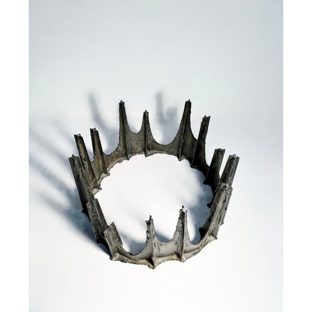 Brutalist Paul Evans Mid-century Sculpted Bronze Stalagmite Round Coffee Table w/Glass For Sale - Image 3 of 4