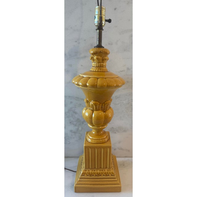 Mid 20th Century Mid Century Italian Style Mustard Yellow Ceramic Table Lamp For Sale - Image 5 of 9