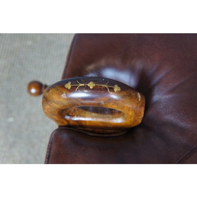 Wood Mid 20th Century Moroccan Leather Saddle Camel Stool Foot Rest Ottoman Pouf Bench Seat For Sale - Image 7 of 14