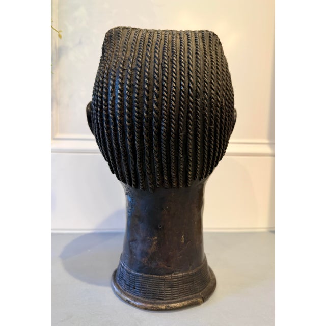 Metal Vintage Mid-20th Century Bronze Female Sculpture Made in the Style of the Traditional Benin People For Sale - Image 7 of 10