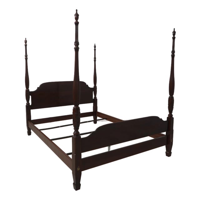 Ethan Allen Cherry Georgian Court Queen Size 4 Post Bed For Sale