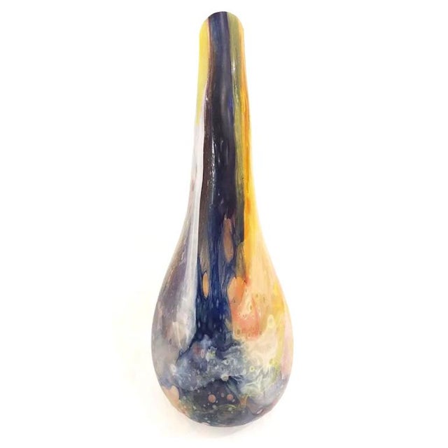Murano Large Late 20th Century Italian Murano Overlaid Crystal Glass Decorative Vase For Sale - Image 4 of 10