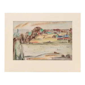 Original Vintage Signed Yngve H. Olsen Landscape Watercolor Painting