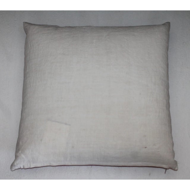 Rustic Large Vintage Thick Red Striped Ticking Pillow For Sale - Image 3 of 4