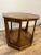Vintage mid century walnut Brasília style side table by an unknown maker. Interesting octagonal shape. Original finish.
