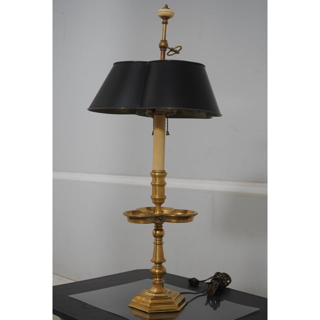Age: C.1972 Details: High Quality Construction Solid Brass Lamp Black Toleware Shade Offered @ Fraction Original Retail...