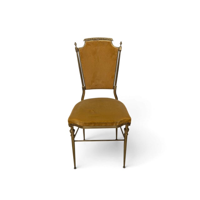 Mid-Century Modern Brass and Mustard Velvet Chairs, 1960s, Set of 6 For Sale - Image 3 of 15