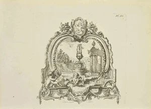 Jean François Poletnich, Dreamy Landscape, Etching, 18th Century