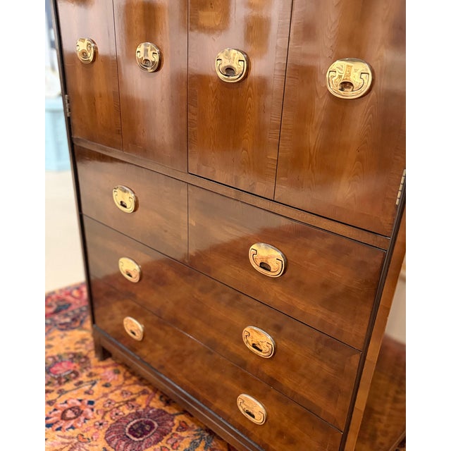 Vintage 1970s Campaign-Style Oak Gentleman's Chest For Sale - Image 6 of 9