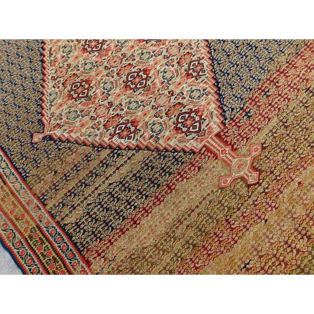 1880's Fine Antique Persian Flatwoven Senneh Kilim Rug 4'4"x 6'8" For Sale In Los Angeles - Image 6 of 13