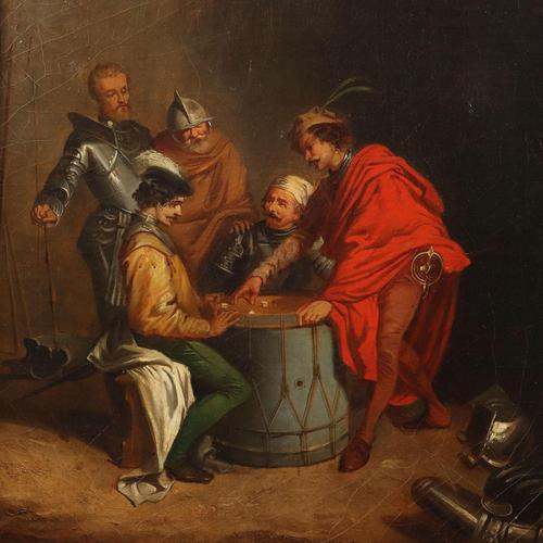 Northern European Artist, The Dice Players, Oil on Canvas, 19th-20th Century, Framed For Sale - Image 3 of 11