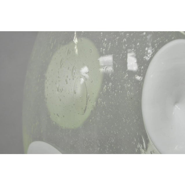 Glass Vintage Mid Century Italian Modern Pulegoso Bubble Glass White Dimple 14" Vase For Sale - Image 7 of 15
