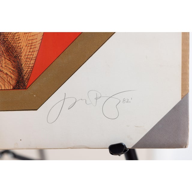 Pop Art Jim Dong “Man Cutting Queue” 1982 Signed Silk Screen Print (33/60) For Sale - Image 3 of 6