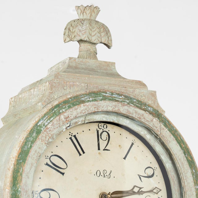 Early 19th Century 19th Century Swedish Green Mora Grandfather Clock For Sale - Image 5 of 11