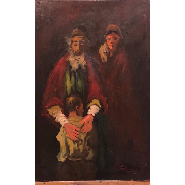Realism Jacques Koslowsky, Lithuanian French Ecole de Paris Judaica Oil Painting Refugee Family, c.1940s For Sale - Image 3 of 5
