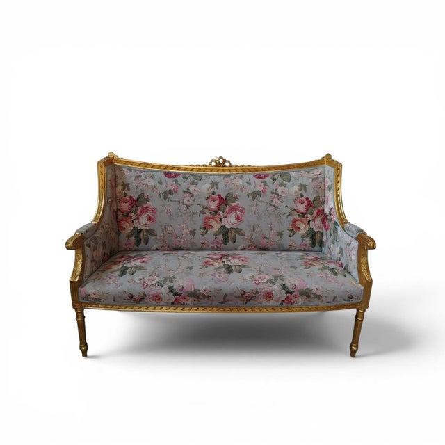 French Louis XVI Style Gilt Sofa, 1890s For Sale - Image 5 of 6
