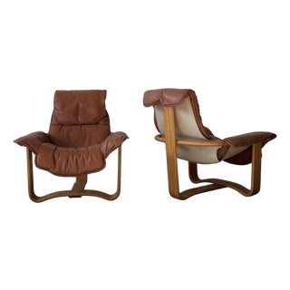 Mid-Century Leather Armchairs from Westnofa, Norway, 1970s, Set of 2 For Sale