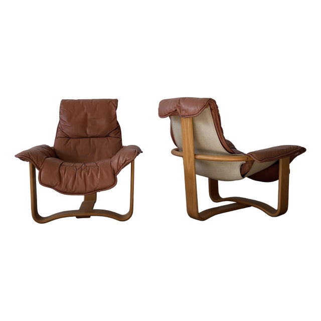Mid-Century Leather Armchairs from Westnofa, Norway, 1970s, Set of 2 For Sale