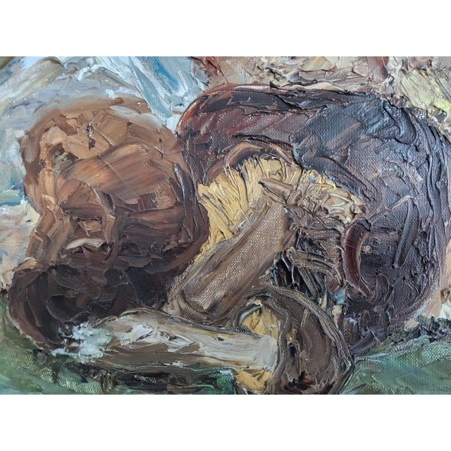 Vintage Mid-Century Modern Still Life Mushroom Painting by Swedish Artist Marianne Bos Mareng 1971 For Sale - Image 4 of 12