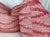 Custom pair of 22" pillows covered in Kathryn Ireland "Moroccan Weave" in color red. These pillows have tapered corners to...