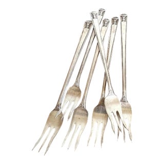 Antique Silverplate Appetizer Forks Holmes & Edwards Century Pattern Set of 6 For Sale