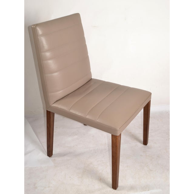 Set of 6 Italian Poltrona Frau Vittoria Gray Leather Wood Dining Chairs For Sale - Image 9 of 18